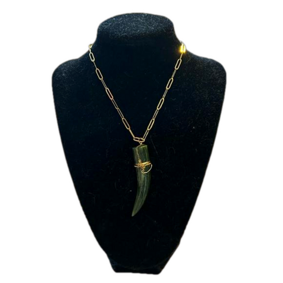 Gold Green Boho Necklace - Picture 1 of 3